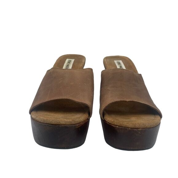 Steve Madden  "Lounge" Leather and Wood Platform Sz 9 1/2 B - Picture 4 of 10